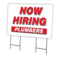 Signmission Now Hiring Plumbers Yard Sign & Stake outdoor plastic coroplast window, C-2436-DS-PLUMBERS C-2436-DS-PLUMBERS